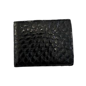 Vintage Biagi Genuine Anaconda Snake Skin Leather Bifold Wallet Black Exotic
